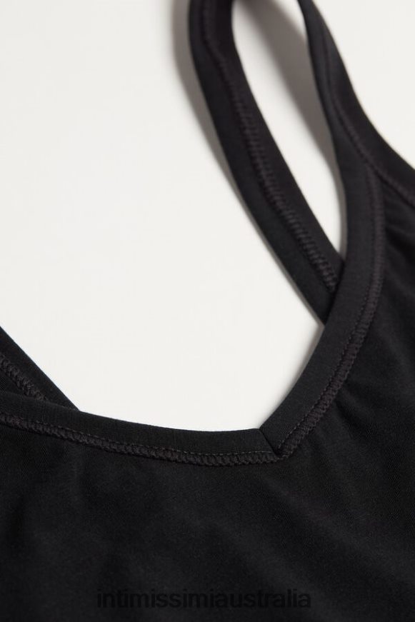 Intimissimi Women 019-Black Apparel 0RJT481404 Ultralight Supima Cotton Vest Bodysuit