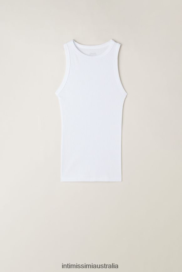 Intimissimi Women 001-White Apparel 0RJT481288 Ribbed Supima Cotton Vest