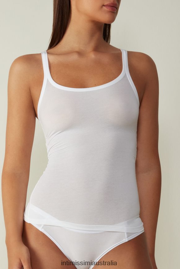 Intimissimi Women 001-White Apparel 0RJT481389 Ultralight Supima Cotton Top