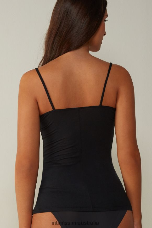 Intimissimi Women 019-Black Apparel 0RJT481387 Ultralight Modal and Cashmere Camisole with Lace
