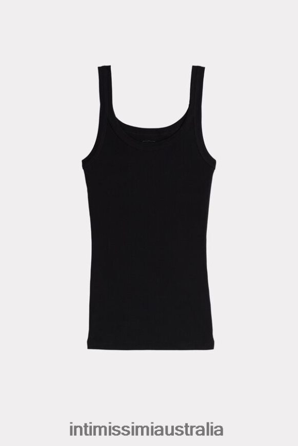 Intimissimi Women 019-Black Apparel 0RJT481461 Supima Cotton Racer Back Vest Top