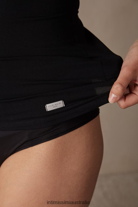 Intimissimi Women 019-Black Apparel 0RJT481487 Natural Cotton Strappy Top