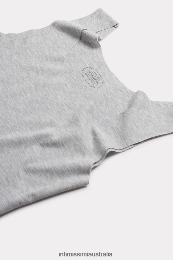 Intimissimi Women 031-Light Grey Melange Apparel 0RJT481414 Raw-Edge Round-Neck Supima Cotton Vest Top