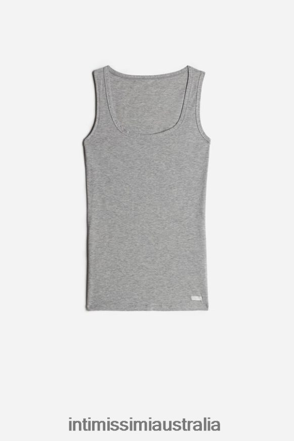 Intimissimi Women 031-Light Grey Melange Apparel 0RJT481484 Natural Cotton Wide Shoulder Tank Top