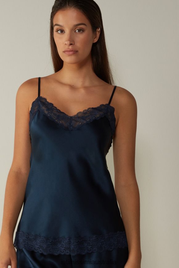 Intimissimi Women 1467-Intense Blue Apparel 0RJT481442 Lace and Silk Top