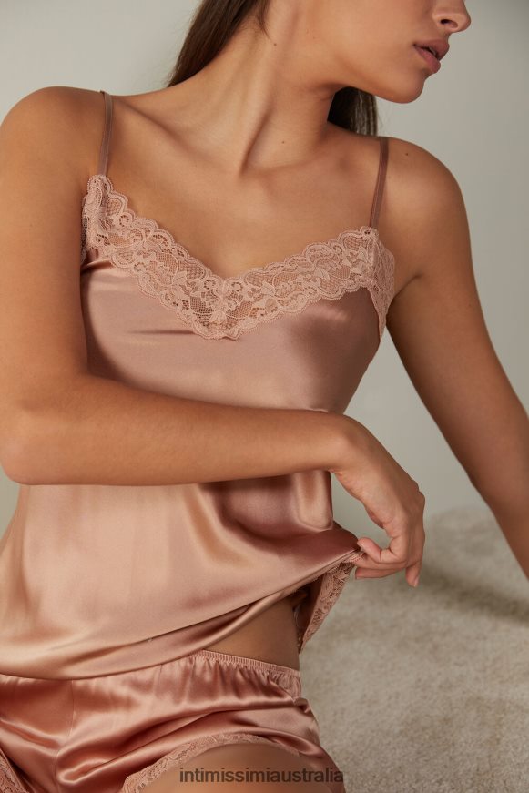 Intimissimi Women 163I-Satin Pink Apparel 0RJT481435 Lace and Silk Top