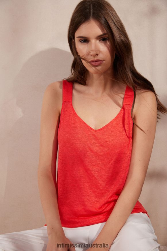 Intimissimi Women 219J-Flame Scarlet Apparel 0RJT481303 Linen Camisole