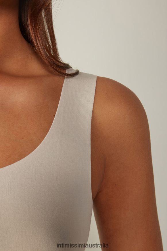 Intimissimi Women 2280-Pink Silk Apparel 0RJT481460 Raw-Edge Round-Neck Supima Cotton Vest Top