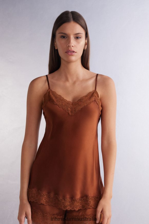 Intimissimi Women 332J-Light Cinnamon Apparel 0RJT481267 Lace and Silk Top