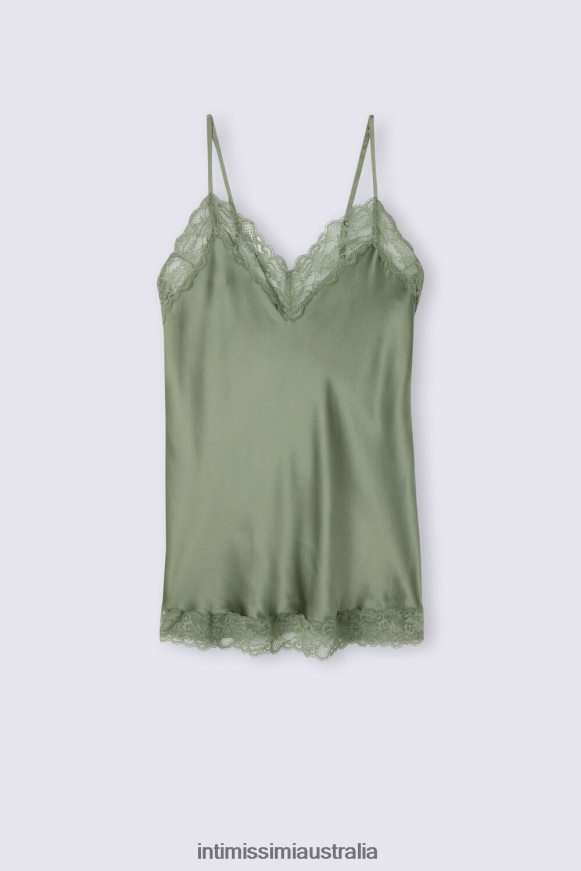 Intimissimi Women 344J-Salvia Green Apparel 0RJT481266 Lace and Silk Top
