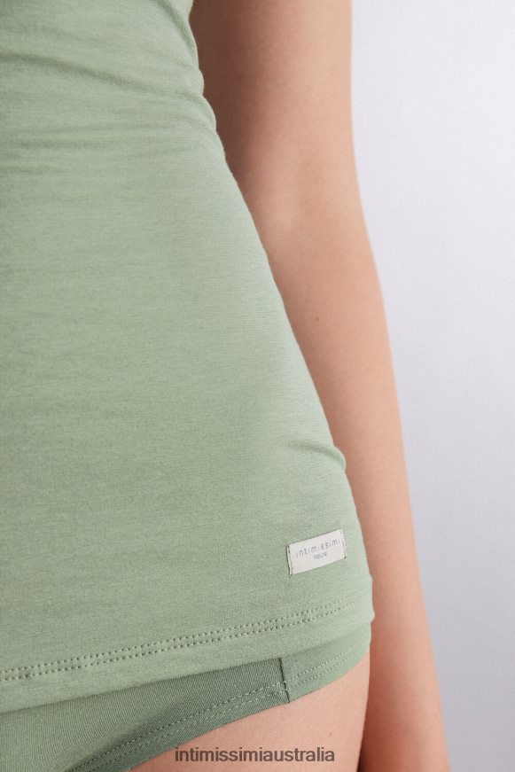 Intimissimi Women 344J-Salvia Green Apparel 0RJT481273 Natural Cotton Strappy Top