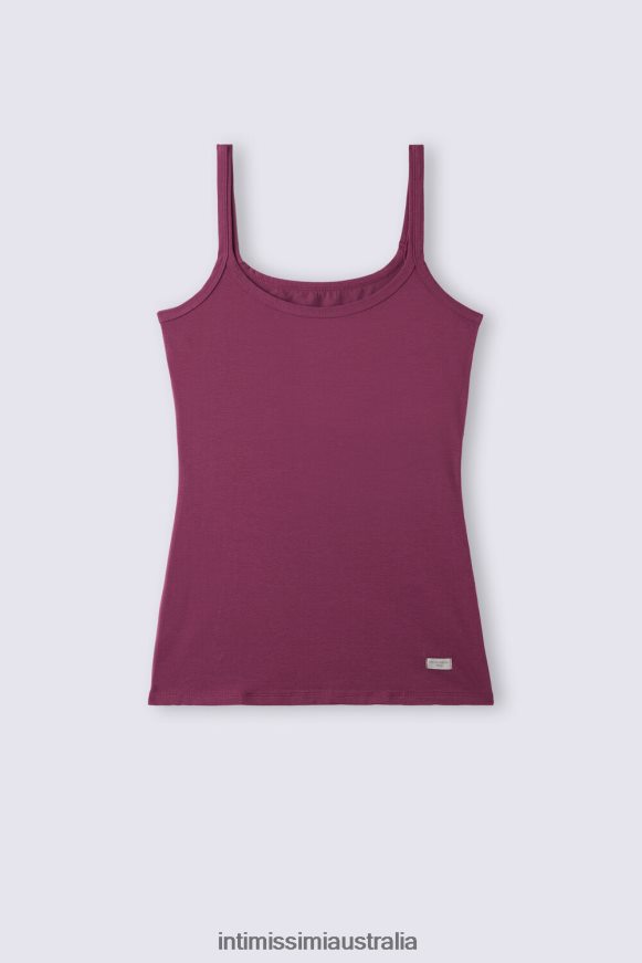 Intimissimi Women 345J-Purple Wine Apparel 0RJT481272 Natural Cotton Strappy Top