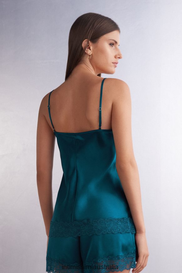 Intimissimi Women 346J-Teal Blue Apparel 0RJT481264 Lace and Silk Top