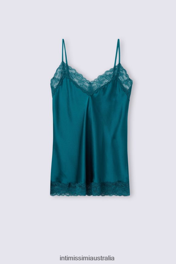 Intimissimi Women 346J-Teal Blue Apparel 0RJT481264 Lace and Silk Top