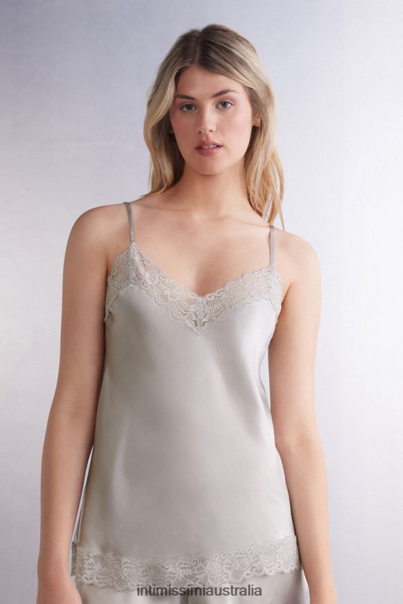 Intimissimi Women 347J-Ice Grey Apparel 0RJT481263 Lace and Silk Top