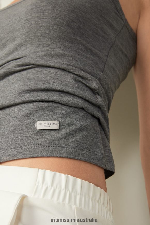 Intimissimi Women 616I-Cloud Grey Blend Apparel 0RJT481409 Natural Cotton Strappy Top
