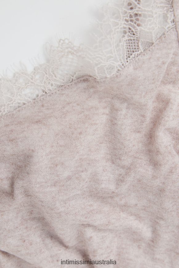 Intimissimi Women 7525-Shell Beige Melange Apparel 0RJT481346 Ultralight Modal and Cashmere Camisole with Lace