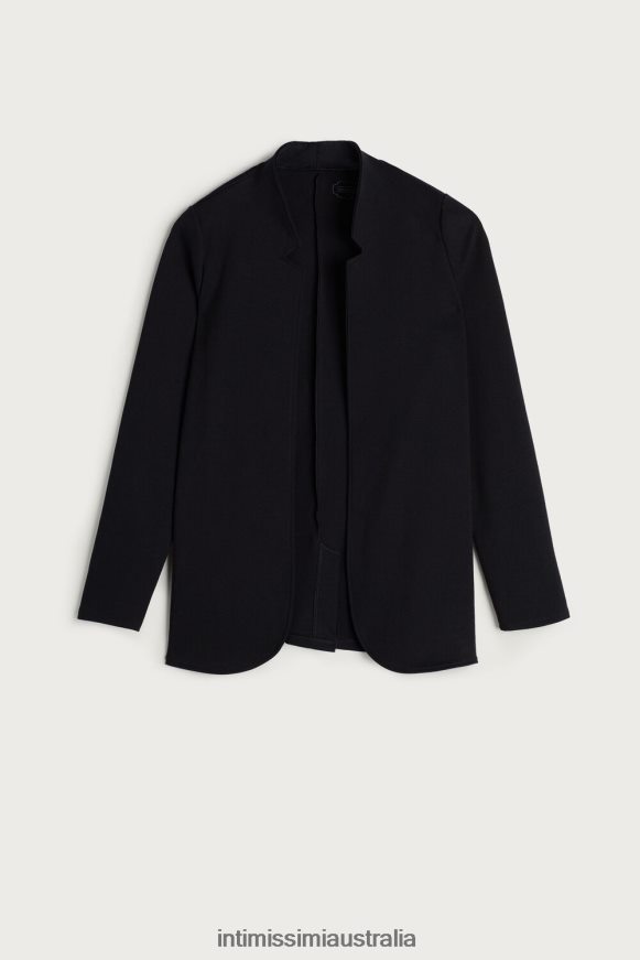 Intimissimi Women 019-Black Apparel 0RJT481424 Long-Sleeved Cotton Interlock Cardigan