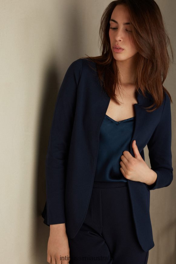 Intimissimi Women 1467-Intense Blue Apparel 0RJT481423 Long-Sleeved Cotton Interlock Cardigan