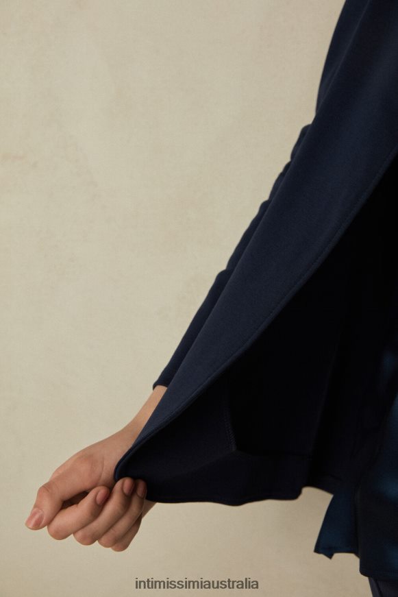 Intimissimi Women 1467-Intense Blue Apparel 0RJT481423 Long-Sleeved Cotton Interlock Cardigan