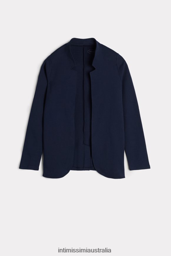 Intimissimi Women 1467-Intense Blue Apparel 0RJT481423 Long-Sleeved Cotton Interlock Cardigan