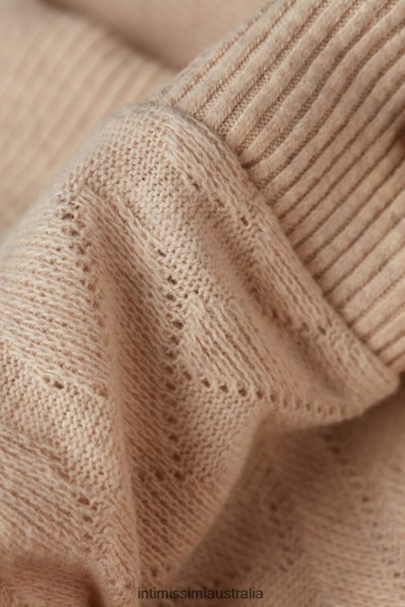 Intimissimi Women 2106-Beige Blend Apparel 0RJT481349 Winter Braid Jacquard Long-Sleeved Cardigan