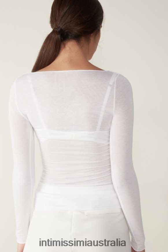 Intimissimi Women 001-White Apparel 0RJT481407 Boat Neck Modal Cashmere Ultralight Jumper