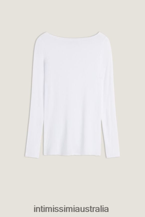 Intimissimi Women 001-White Apparel 0RJT481407 Boat Neck Modal Cashmere Ultralight Jumper