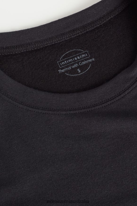 Intimissimi Women 019-Black Apparel 0RJT481342 Modal and Cashmere Fleece Round-Neck Jumper