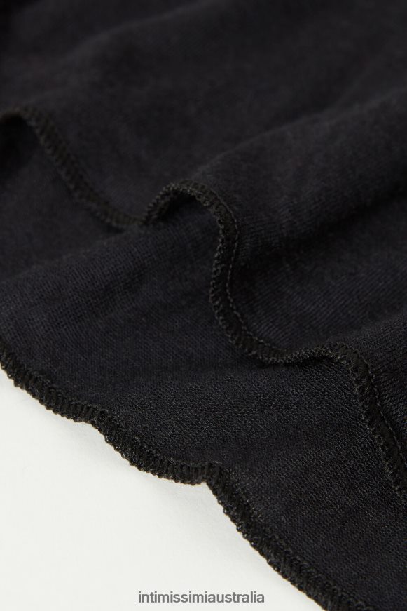 Intimissimi Women 019-Black Apparel 0RJT481356 Ultralight Modal with Cashmere V-Neck Top