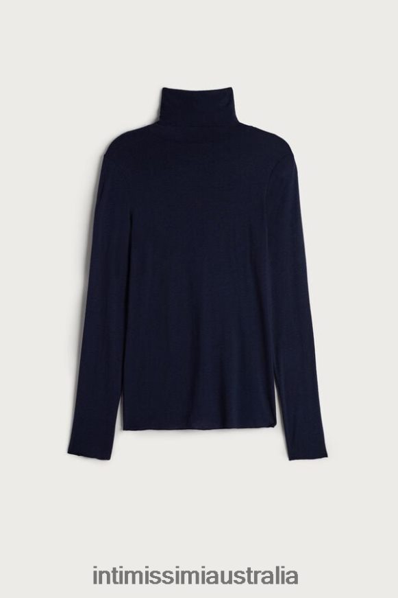 Intimissimi Women 1467-Intense Blue Apparel 0RJT481262 Modal Cashmere Ultralight High-Neck Top