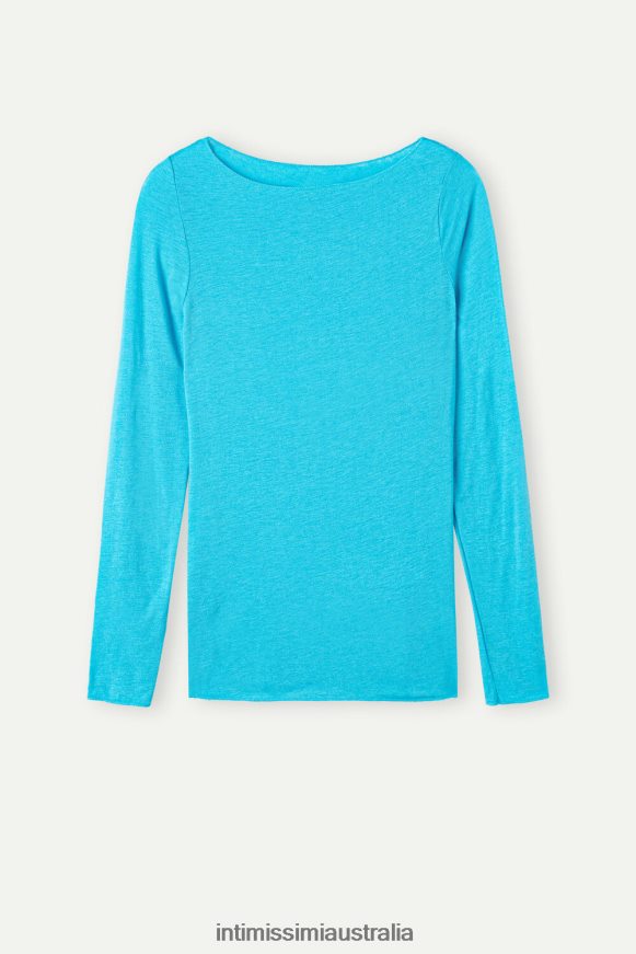 Intimissimi Women 210J-Digital Turquoise Apparel 0RJT481334 Boat Neck Modal Cashmere Ultralight Jumper
