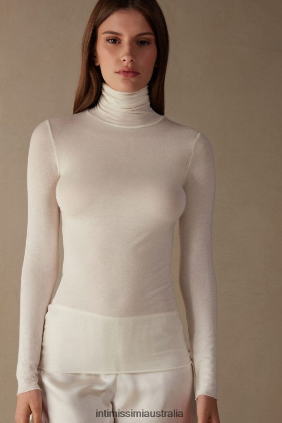 Intimissimi Women 231I-Natural Vanilla Apparel 0RJT481261 Modal Cashmere Ultralight High-Neck Top