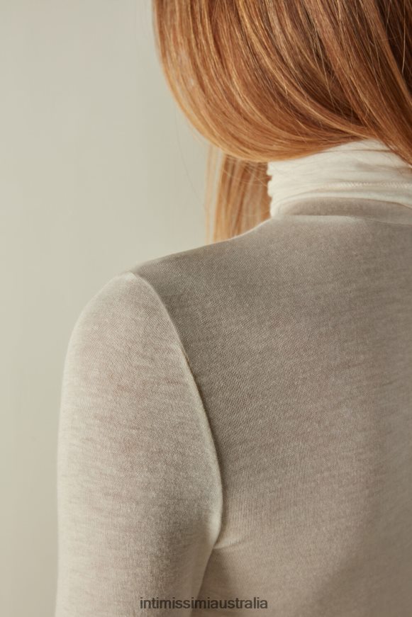 Intimissimi Women 231I-Natural Vanilla Apparel 0RJT481261 Modal Cashmere Ultralight High-Neck Top