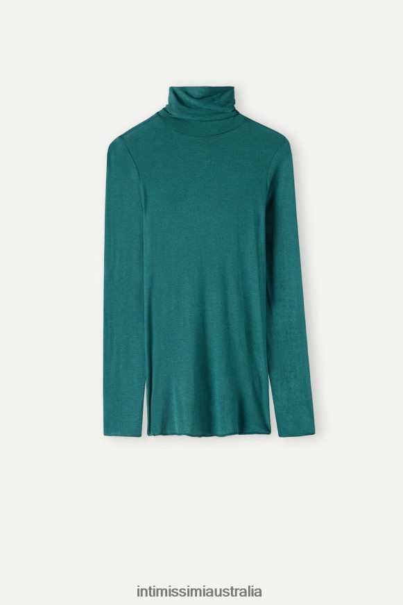 Intimissimi Women 4572-Evergreen Apparel 0RJT481350 Modal Cashmere Ultralight High-Neck Top
