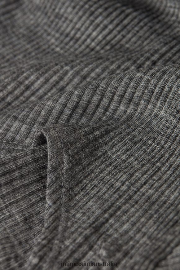 Intimissimi Women 7481-Aluminium Grey Blend Apparel 0RJT481340 Wool and Silk Long-Sleeved Crew-Neck Max Top