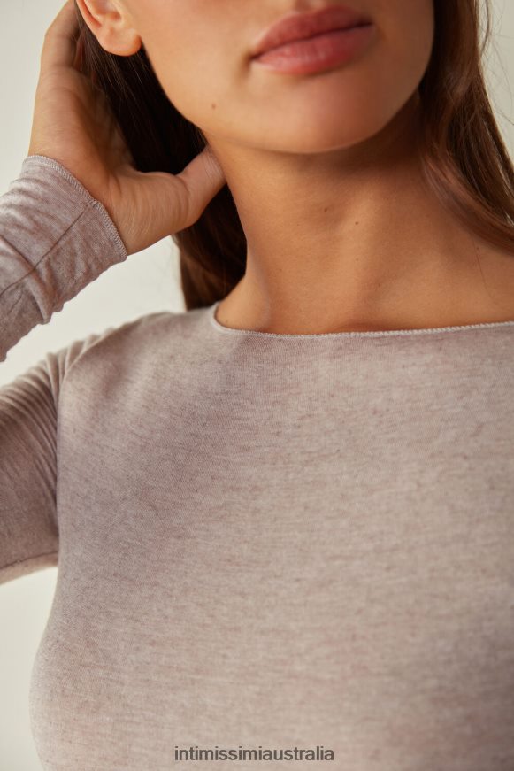 Intimissimi Women 7525-Shell Beige Melange Apparel 0RJT481450 Boat Neck Modal Cashmere Ultralight Jumper