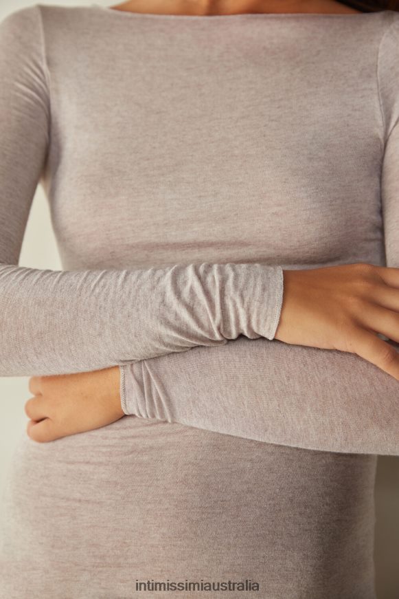 Intimissimi Women 7525-Shell Beige Melange Apparel 0RJT481450 Boat Neck Modal Cashmere Ultralight Jumper