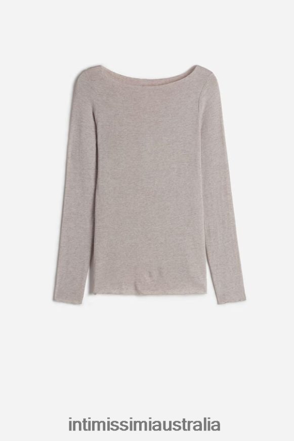 Intimissimi Women 7525-Shell Beige Melange Apparel 0RJT481450 Boat Neck Modal Cashmere Ultralight Jumper