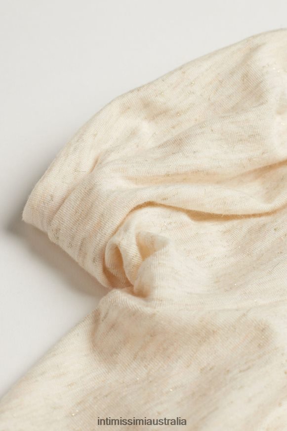 Intimissimi Women 843I-Off-White Lame Apparel 0RJT481381 Light Modal with Lame Cashmere High-Neck Top