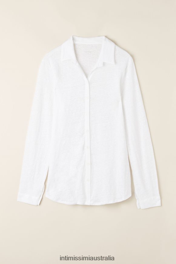 Intimissimi Women 001-White Apparel 0RJT481312 Long-Sleeved Linen Shirt