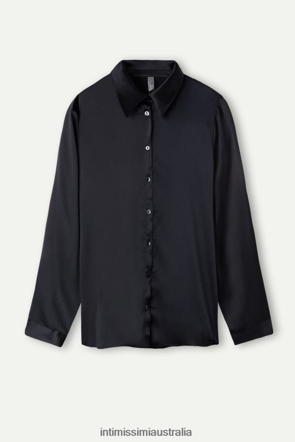 Intimissimi Women 019-Black Apparel 0RJT481375 Long-Sleeved Silk Top