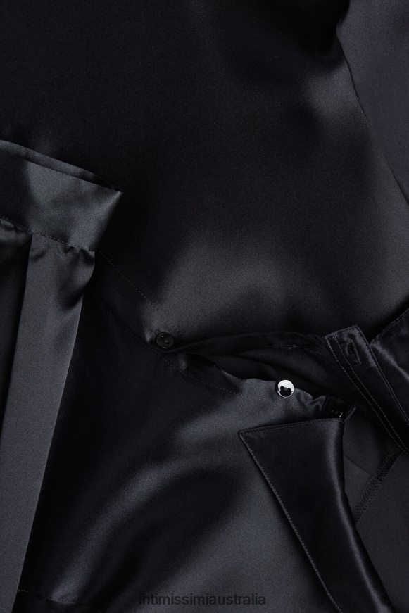 Intimissimi Women 019-Black Apparel 0RJT481375 Long-Sleeved Silk Top