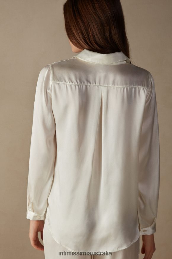 Intimissimi Women 2127-Powder White Apparel 0RJT481371 Long-Sleeved Silk Top
