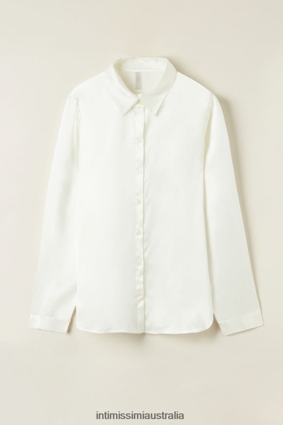 Intimissimi Women 2127-Powder White Apparel 0RJT481371 Long-Sleeved Silk Top