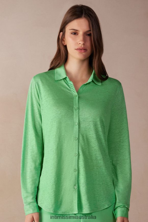 Intimissimi Women 218J-Apple Mint Apparel 0RJT481308 Long-Sleeved Linen Shirt