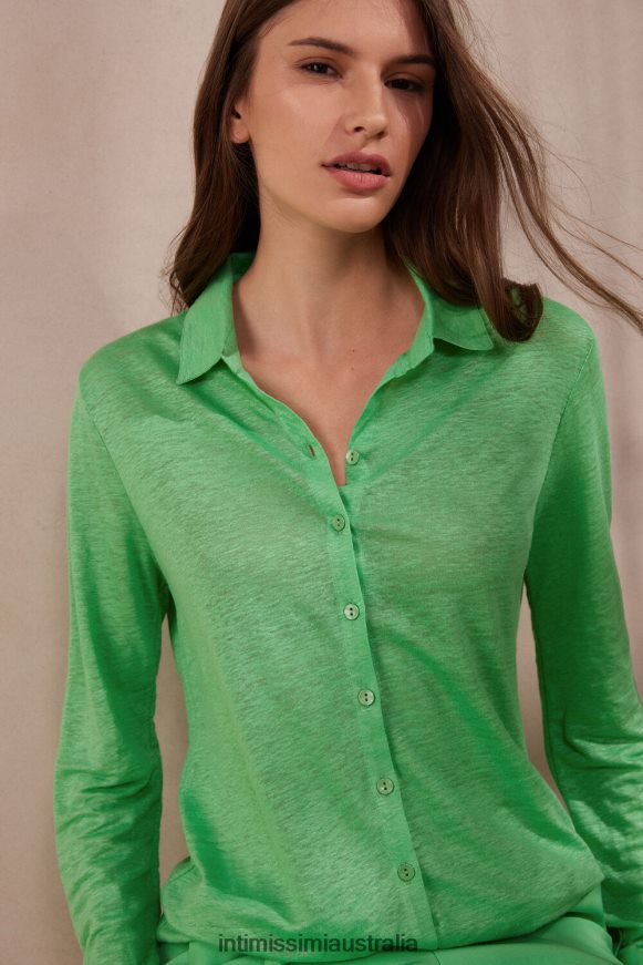 Intimissimi Women 218J-Apple Mint Apparel 0RJT481308 Long-Sleeved Linen Shirt
