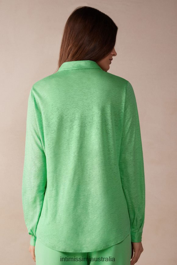 Intimissimi Women 218J-Apple Mint Apparel 0RJT481308 Long-Sleeved Linen Shirt
