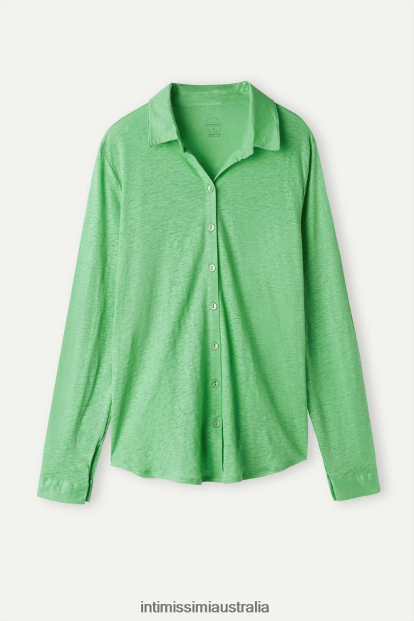Intimissimi Women 218J-Apple Mint Apparel 0RJT481308 Long-Sleeved Linen Shirt