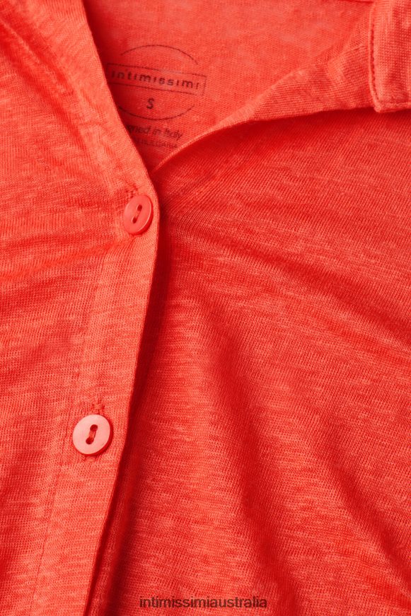 Intimissimi Women 219J-Flame Scarlet Apparel 0RJT481304 Long-Sleeved Linen Shirt